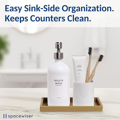 Spacewiser Countertop and Vanity Tray – Small 7.7" Silicone Soap Dispenser Trays, Flexible Bathroom Trays, Dish Soap Holder Kitchen Counter Caddy, Organizer Sink Tray for Soaps Bottles, Sponge, Keys