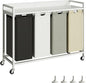 Herture Laundry Hamper with Shelf, Laundry Basket 4 Section, Laundry Sorter with Pull-Out Removable Large 4 Color Bags and Movable Wheels, Metal Frame, 4 x 15.87 Gallons (60L), White PF07XLE