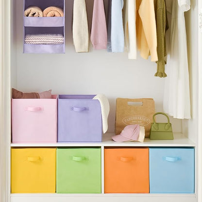 GRANNY SAYS 13 Inch Cube Storage Bins, Colorful Cube Storage Organizer, Fabric Storage Bins, Storage Cubes for Shelves, Closet, Toy Storage Bins for Kids Room, Play Room, Colour, 6-Pack