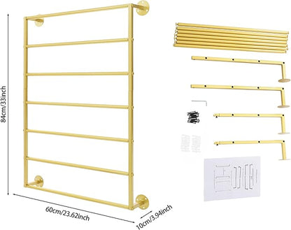 Wall Mounted Display Rack, 7-Layer Wrapping Paper Ribbon Organizer Scarves Tie & Scarf Rack Belts Towel Holder Necktie Hijab Stand Metal Shelving for Home, Retail Stores, Flower Shop