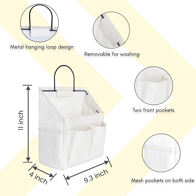 Kanrichu 2pcs Large + 2pcs Small Wall Hanging Storage Bag for Home & Camper (Blue & White)