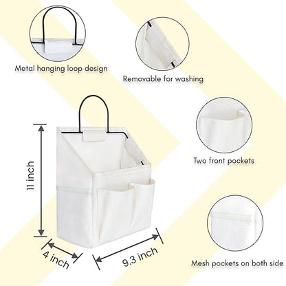 Kanrichu 2pcs Large + 2pcs Small Wall Hanging Storage Bag for Home & Camper (Blue & White)