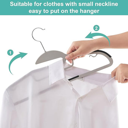 VECELO 25 Pack Coat Hangers, Premium Quality Plastic Suit Clothes Hanger, Non-Slip, Heavy-Duty, S-Shaped Opening, 360º Swivel Hook, Space-Saving for Bedroom Closet