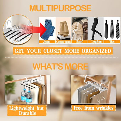 Pants Hangers Space Saving - 2 Pack - Closet Organizers and Storage, Hanger for Jeans Trousers Clothes