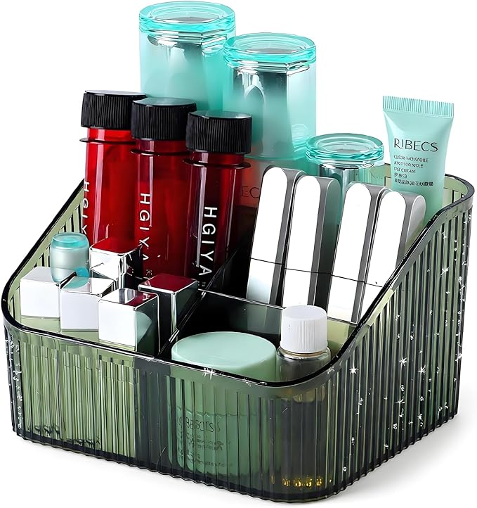 Grean Makeup Brush Holder Organizer for Vanity, Bathroom Countertop Organizer 5 Cups, Toiletry Organizer, Storage & Display for Skincare, Perfume, Hairbrush, Sunglasses & Desk Accessories