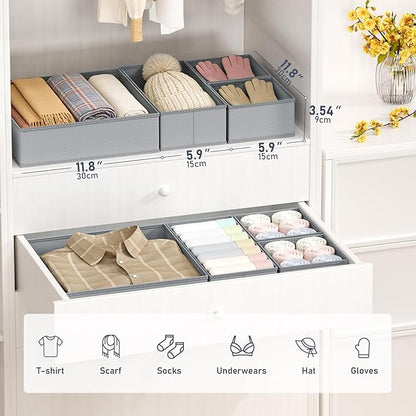 DIMJ Drawer Organizer Clothes- 26 Pack Baby Dresser Organizer for Nursery, Small Fabric Closet Drawer Organizer Bins for Underwears Socks, Foldable Storage Dividers Organization for Bedroom