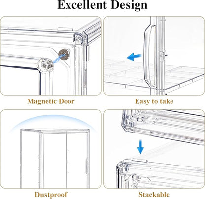 Large Clear Acrylic Display Case Compatible with Labubu POP MART Storage Bin for Collectibles with 2 Removable Shelves and Magnetic Door Display Organizer Box for Anime Figures, Dolls