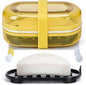Leakproof Travel Soap Case with Lid | Draining Soap Bar Holder & Dish with Silicone Strap | Includes Mesh Soap Bag | for Shower, Bathroom, Camping, Gym (Lemon Yellow)