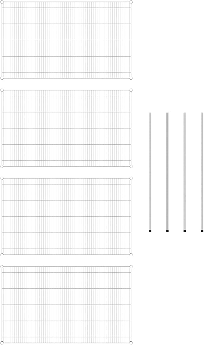 Commercial NSF Listed Chrome Stationary Wire Shelving Kit 36" x 60" x 54", with 4 Shelves Perfect for Warehouse, Walk-in Refrigerator, Freezer, Grocery Store, Restaurant, Dishroom