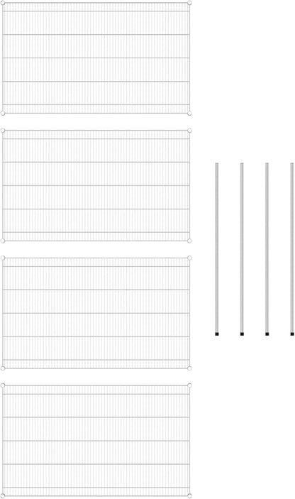 Commercial NSF Listed Chrome Stationary Wire Shelving Kit 36" x 60" x 54", with 4 Shelves Perfect for Warehouse, Walk-in Refrigerator, Freezer, Grocery Store, Restaurant, Dishroom