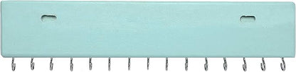 SANY DAYO HOME Jewelry Organizer with 30 Hooks and Cosmetics Shelf, 15 x 3 x 4 inches Wall Mounted Rustic Pine Wood Holder for Necklaces and Bracelets, Suitable for Kids and Adults (Aqua)