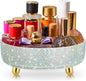 Honeydak White Bling Perfume Makeup Organizer Bling Mother's Day Nurses Day Gifts for Women Bathroom Organizers and Storage 360 Rotating Makeup Organizer for Countertop(Resin Stone)