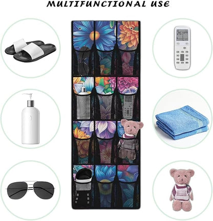 Bohemian Over Door Pet Supply Organizer - 12 Pockets for Treats, Toys, Leashes - Odor-Resistant & Washable