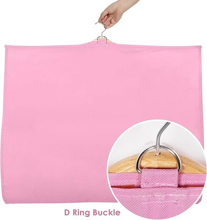 Univivi Dance Costume Bags Garment Bag 40 Inch Hanging Clothes for Dance Competitions, with 3 Medium Clear Zipper Pockets for Dance Costumes, Closet Storage (Pink) - 12 Pack