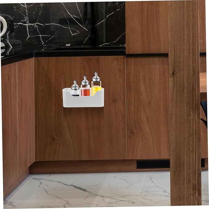 2pcs Adhesive Wall Mounted Cabinet Door Organizer Sturdy Storage Box for Kitchen and Bathroom Versatile Makeup and Sundries Holder No Drilling Required