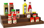 Lenwi Spice Rack Organizer for Cabinet, 3 Tier Expandable Bamboo Spice Storage for Kitchen Cupboard Pantry, Brown
