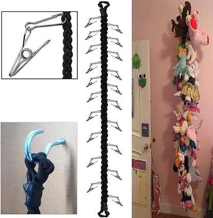 Storage Chain Cap Organizer hat Rack System Caps Holder Baseball Cap Organizer with 20 Stainless Steel Clips Hanging & Hardware, Wall Mounted or Ceiling Mounted/Closet Organizer Toy Chain Toy Storage