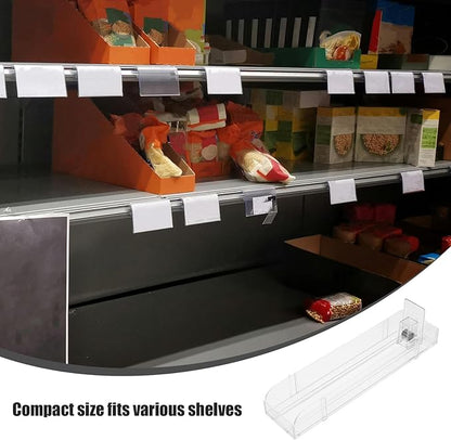 Retail Display Pushers Beverage Shelf Glides Automatic Double-sided Drink Organizer 4cm Height 28.3cm Length Fridge Can Organizer for Convenience Store and Pantry