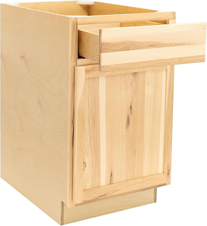 Quicklock RTA (Ready-to-Assemble) | Base Kitchen Cabinets - Shaker Style | Made in America (Raw Hickory, 24" Wx34.5 Hx24 D Base)