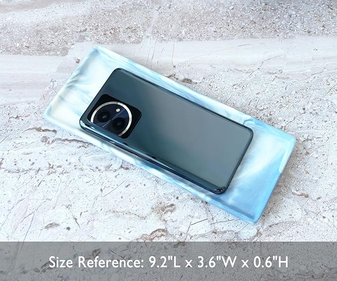 9.2" Porcelain Small Bathroom Tray, Ceramic Countertop and Vanity Tray for Cosmetics, Perfume, Jewelry, Candle - Soap Tray for Kitchen Counter (Blue)