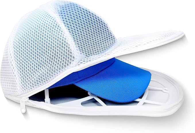 Baseball Cap Washer Cage with Laundry Mesh Bag, Cap Cleaning Frame & Shaping Protector for Washing Machine & Dishwasher, Reusable Hat Holder for Adult & Kids Caps