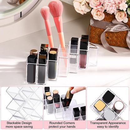 6 Pack Acrylic Lipstick Holder Organizer 96 Slots Clear Lip Gloss Holder Organizers Stackable Fish Shape Lipsticks Tower Lipstick Case Display Stand Storage Box for Makeup Cosmetic Vanity drawer