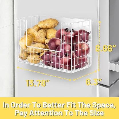 Ofiray-home Magnetic Fridge Shelf, Fruit Potato & Onion Storage Bins, Pantry Organizers, Large Container Basket for Refrigerator, Kitchen Counter, Cabinet (2, White)
