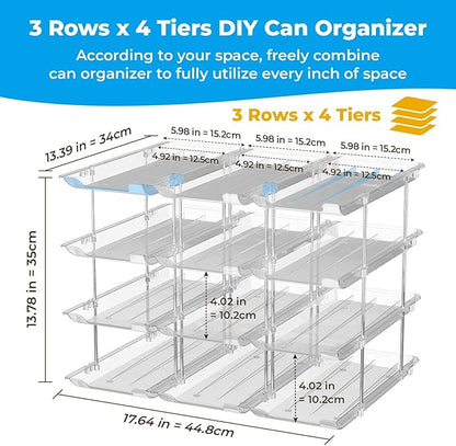 Can Organizer for Pantry Stackable AND Rolling Soda Can Dispenser for Refrigerator Soda Can Organizer