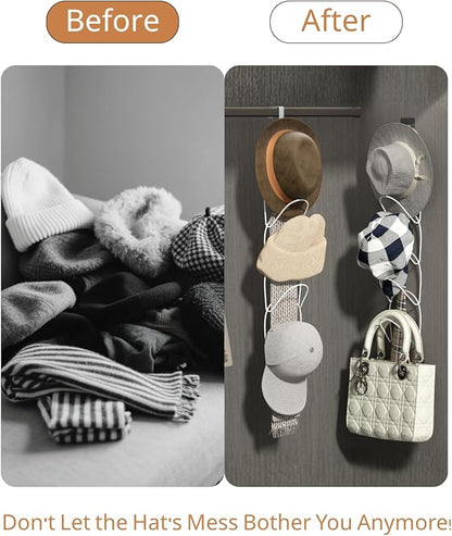 LINFIDITE 10 Pack Hat Rack Hanger Holder Organizer Closet Hanging Baseball Cap Display Storage Rack for Scarves Handbags Towels Clothes Ties Over Door Wall Mounted w Hanging Hook White