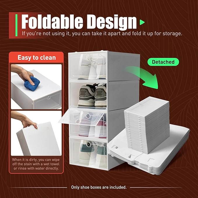 for 20Pcs Shoe Box Set Foldable Storage Home Clear Organizer Rack Stack Plastic USA