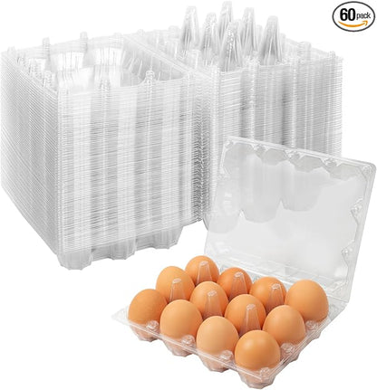 60Pack Duck Egg Cartons Cheap Bulk 1 Dozen Jumbo Egg Cartons Extra Large Egg Containers for Home Ranch Chicken Farm, Commercial Business Market Display, 3x4 Grids
