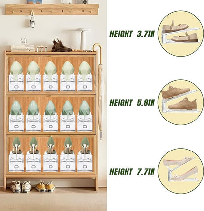 Shoe Slots Organizer,20 PACK Transparent Shoe Stacker Adjustable Shoe Slot Organizer Space Saver Shoe Rack Holder Shoe Storage Organizers for Closet,Transparent