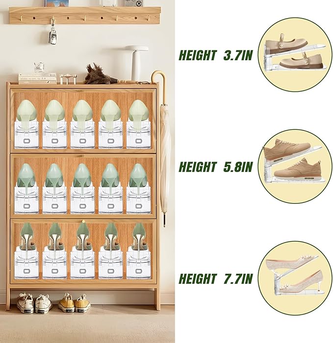 30 Pack Shoe Slots Organizer for Closet, Adjustable Shoe Stackers for a Pair of Shoes Shoe Rack Storage Shoe Space Saver 50% Shoe Shelf Display Holder for Closet