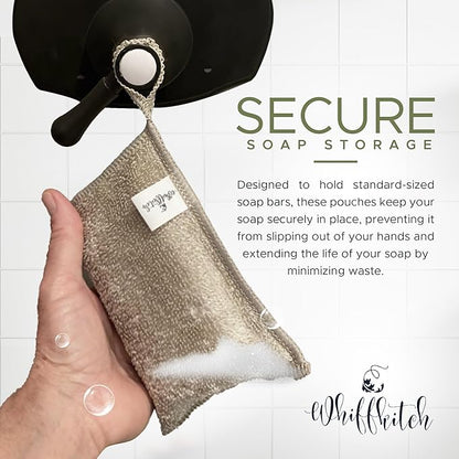 Whiffkitch Soap Pouch 5-Pack – Versatile Mesh Scrubber Wash Bag for Shower & Bath, Bamboo Fiber Bar Soap Holder & Travel Bag, Durable Scrubber Pouch for Rich Lather, 4x5 inches
