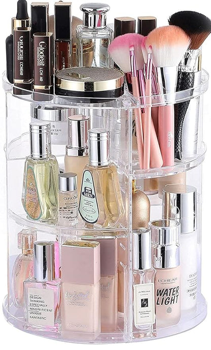Clear Rotating Makeup Organizer for Vanity,Adjustable Skincare Organizer Countertop,Cosmetic Display Cases for Beauty,Skin Care,Spinning Makeup Stand,Make up Storage Organizer and Perfume organizer