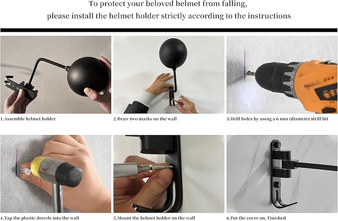 Motorcycle Helmet Rack, Helmet Holder Wall Mount Helmet Stand with Hooks, Motorcycle Accessories Helmet Hanger Helmet Accessories