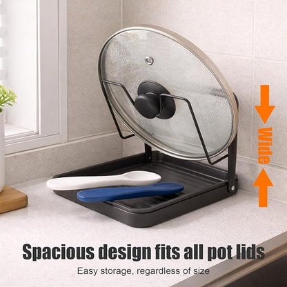 Pot Lid Holder, Carbon Steel Lid Holder Hand Free Slow Cooker Organizer for Bracket Keeping Countertops Kitchen Clean