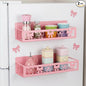 Beeveer 2 Pack Sweet Bow Magnetic Spice Rack for Refrigerator Metal Magnet Basket Shelf for Fridge Seasoning Storage Organizers Home Decor Kitchen Accessories (Pink)
