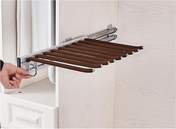 Hanging Pull Out Trousers Storage Rack,Multi Functional Pants Rack,Pull Out Closet Pants Hanger,for Clothes Towel Scarf Trousers Tie (Right Side Mounted)