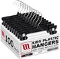 Mainetti 6008 Black Plastic Children's Hangers - 100 Pack with Rotating Metal Hook and Sturdy Plastic, Great for Pants/Skirts/Slacks/Bottoms, 8-Inch, (B07VHJRVYH)