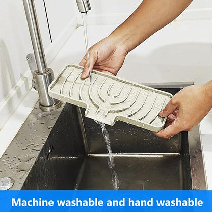 Sponge Holder for Kitchen Sink, Dish Sponge Holder & Soap Tray with Drain, Bathroom Sink Sponge Drying Rack & Perfect Organizer for Dispenser,Bottle,Cup on Sinks or Counter (10"x 4"Cream)