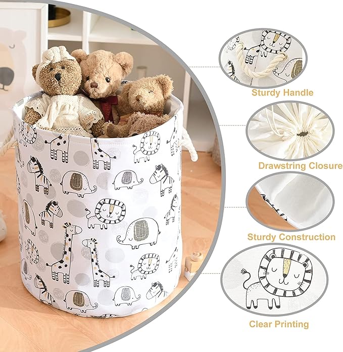 Kids Laundry Basket Extra Large Baby Hamper for Nursery, 58L Kids Baskets for Nursery Stuffed Animal Storage Basket, Canvas Clothes Hamper Toy Basket for Boys Foldable Laundry Hampers (Giraffe)