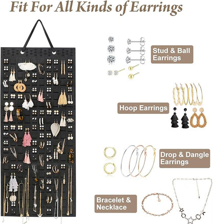Resovo Extra Large Earring Organizer - Wall Mount Earring Holder for Up to 420 Pairs, Hanging Jewelry Organizer for Women & Girls