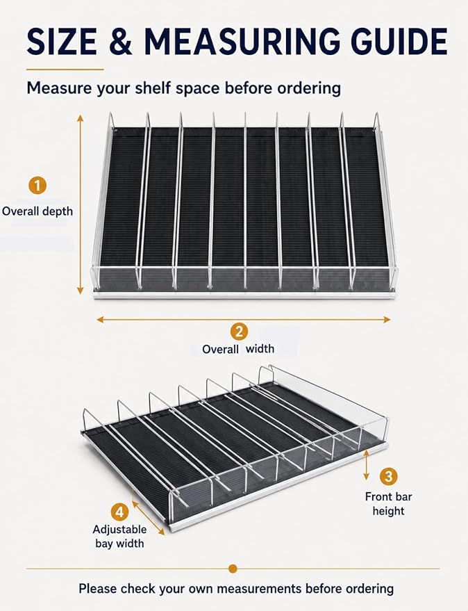 Adjustable Self-Feed Can and Bottle Rack, Flat Tray Organizer for Fridge, Supermarket, Convenience Store and Retail Shelves(580x560 mm)