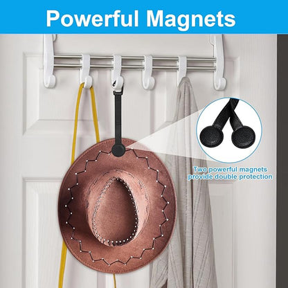 2 pcs Cowboy Hat Holder for Truck- Car Hats Organizer Accessories- Magnetic Clip Leather Hat Rack for Car- Headrest Hat Hanger Vehicle for Travel on Bag & Rack