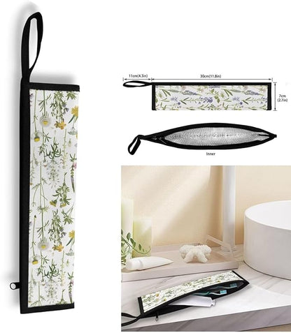 COEQINE Floral Utensils Holder Small Colorful Flower Fork Spoon Knife Organizer White Portable Lightweight Fork Spoon Knife Organizer Case With Handles Travel Accessories Outdoor Portable