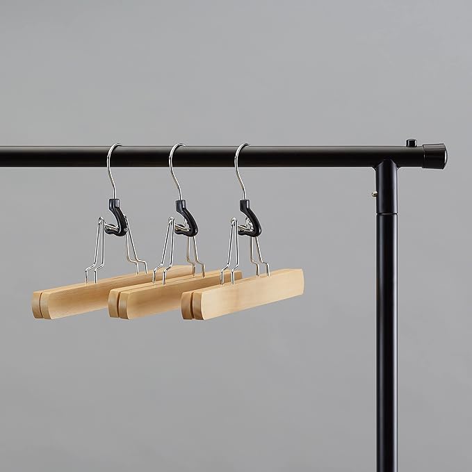 Amazon Basics Wooden Pants Hangers Closet Organizer,Natural,(Pack of 120)