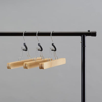 Amazon Basics Wooden Pants Hangers Closet Organizer,Natural,(Pack of 120)