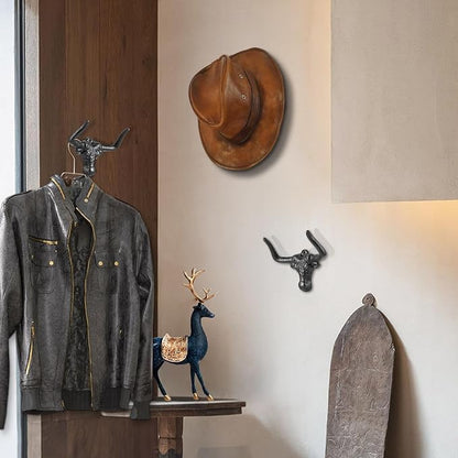 Cowboy Hat Rack for Wall,3 Pack Modern Metal Cast Iron Cowboy Hat Holder Cowgirl Hat Hanger Western Wall Decor Hat Hooks