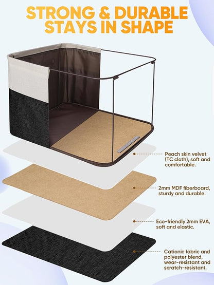 BALEINE 2 Pack Fabric Closet Storage Bins for Shelves, Linen Closet Organizers and Storage, Decorative Baskets for Organizing, Shelf, Clothes, Home, Office (Black, 15"x11"x9.5")
